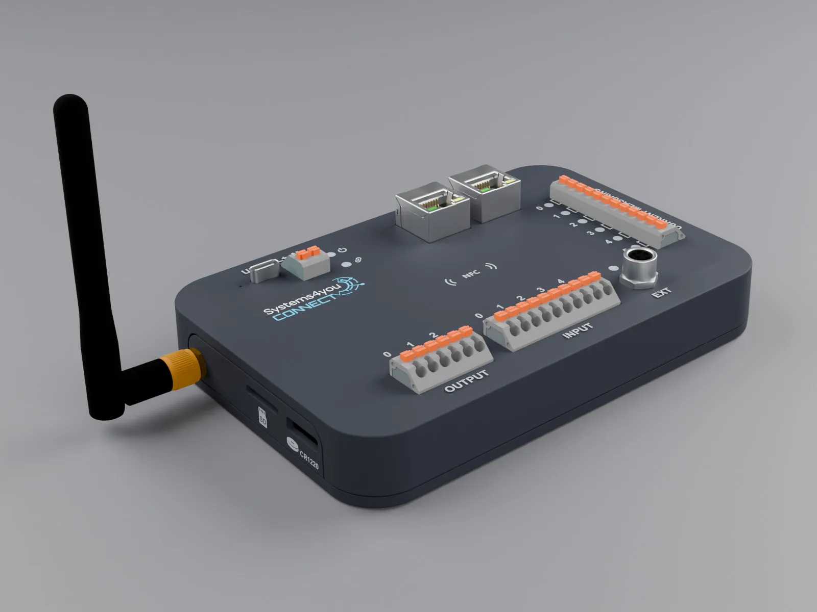 Connect device with Wi-Fi antenna - digital inputs, current measurement, Ethernet and microSD card slot